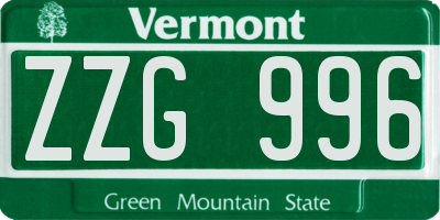 VT license plate ZZG996