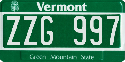VT license plate ZZG997
