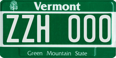 VT license plate ZZH000