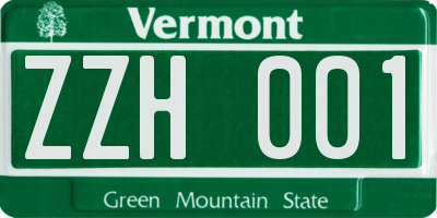 VT license plate ZZH001