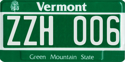 VT license plate ZZH006