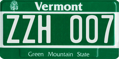 VT license plate ZZH007