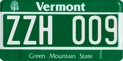 VT license plate ZZH009
