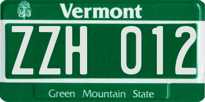 VT license plate ZZH012