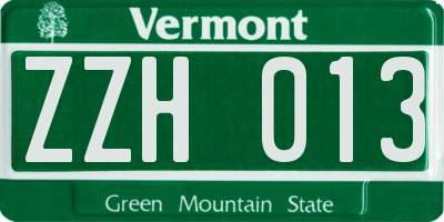 VT license plate ZZH013