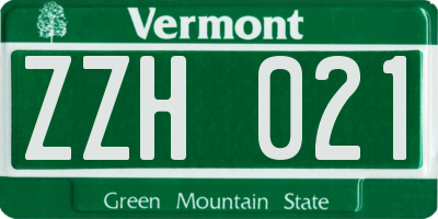VT license plate ZZH021