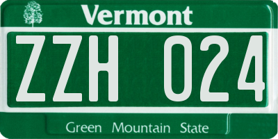 VT license plate ZZH024