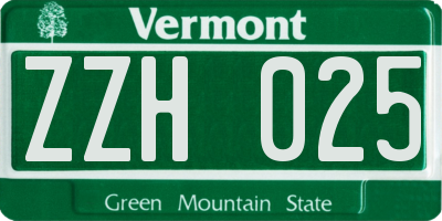 VT license plate ZZH025