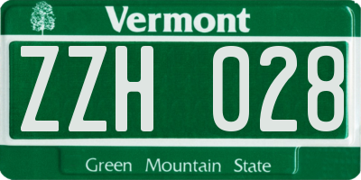 VT license plate ZZH028