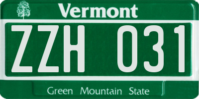 VT license plate ZZH031