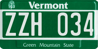VT license plate ZZH034