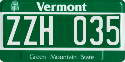 VT license plate ZZH035