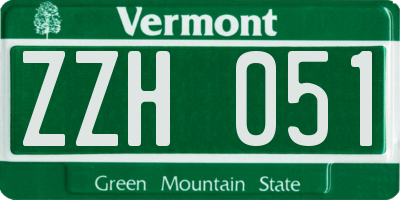 VT license plate ZZH051