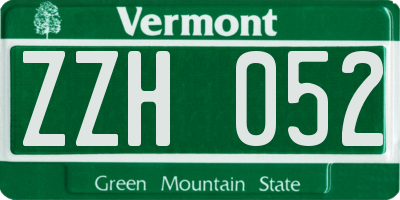 VT license plate ZZH052