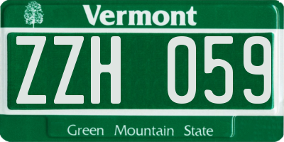 VT license plate ZZH059
