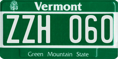 VT license plate ZZH060