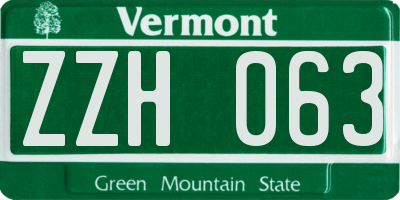 VT license plate ZZH063