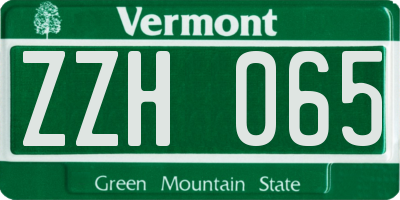VT license plate ZZH065