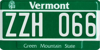 VT license plate ZZH066