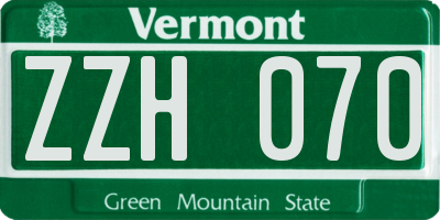 VT license plate ZZH070