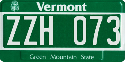 VT license plate ZZH073