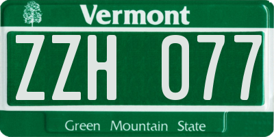 VT license plate ZZH077