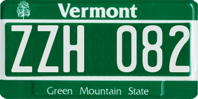 VT license plate ZZH082