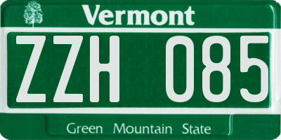 VT license plate ZZH085
