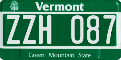 VT license plate ZZH087