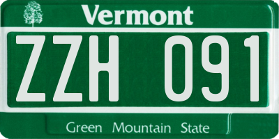 VT license plate ZZH091