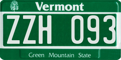 VT license plate ZZH093