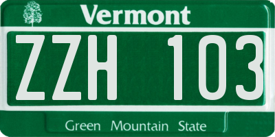 VT license plate ZZH103