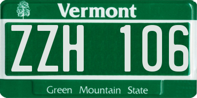 VT license plate ZZH106
