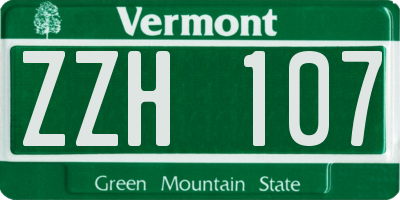 VT license plate ZZH107