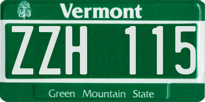 VT license plate ZZH115