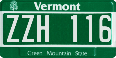 VT license plate ZZH116