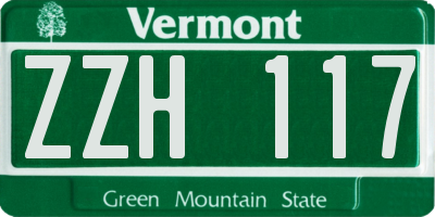 VT license plate ZZH117
