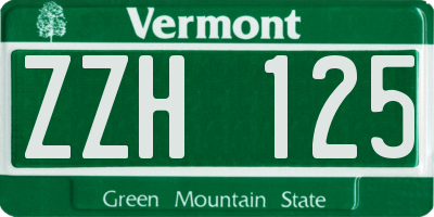 VT license plate ZZH125