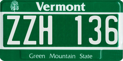 VT license plate ZZH136