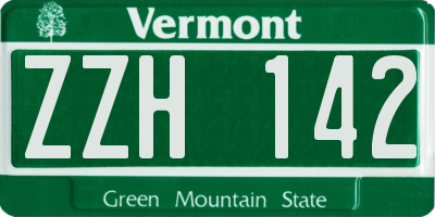 VT license plate ZZH142