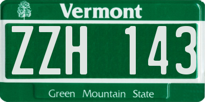 VT license plate ZZH143