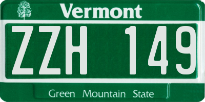 VT license plate ZZH149
