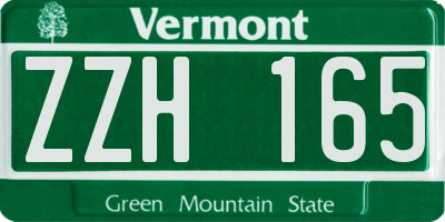 VT license plate ZZH165