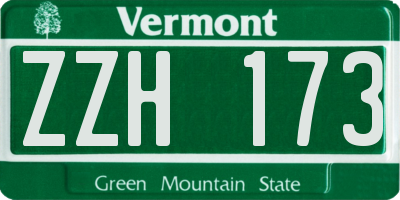 VT license plate ZZH173