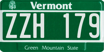 VT license plate ZZH179