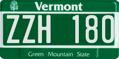 VT license plate ZZH180