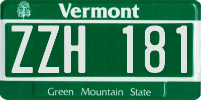 VT license plate ZZH181