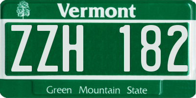 VT license plate ZZH182