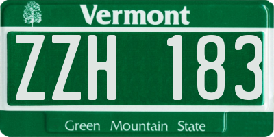 VT license plate ZZH183