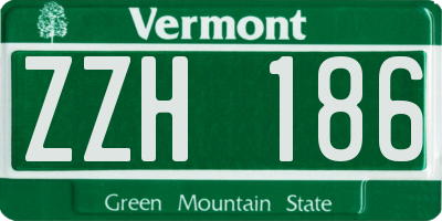VT license plate ZZH186